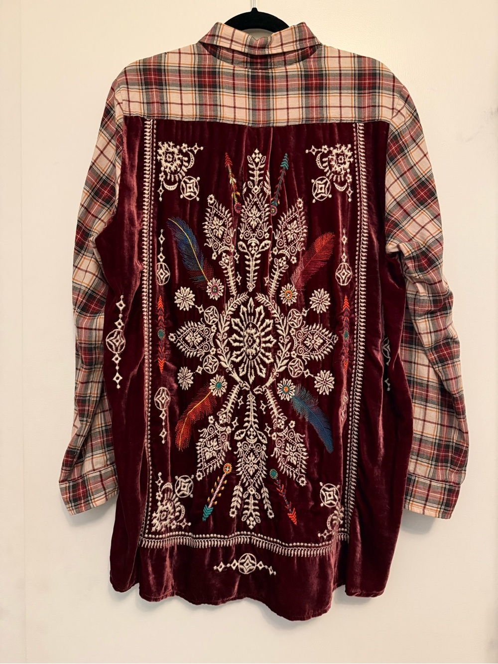 Johnny Was 3J Workshop Flannel/Velvet Blouse NWOT - Picture 3 of 8